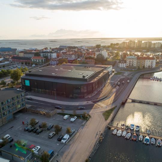 Flygbild av Brinova Arena Karlskrona