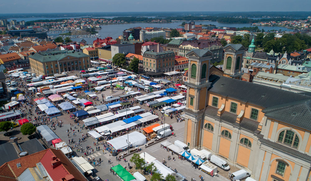 Flygbild över lövmarknaden i Karlskrona