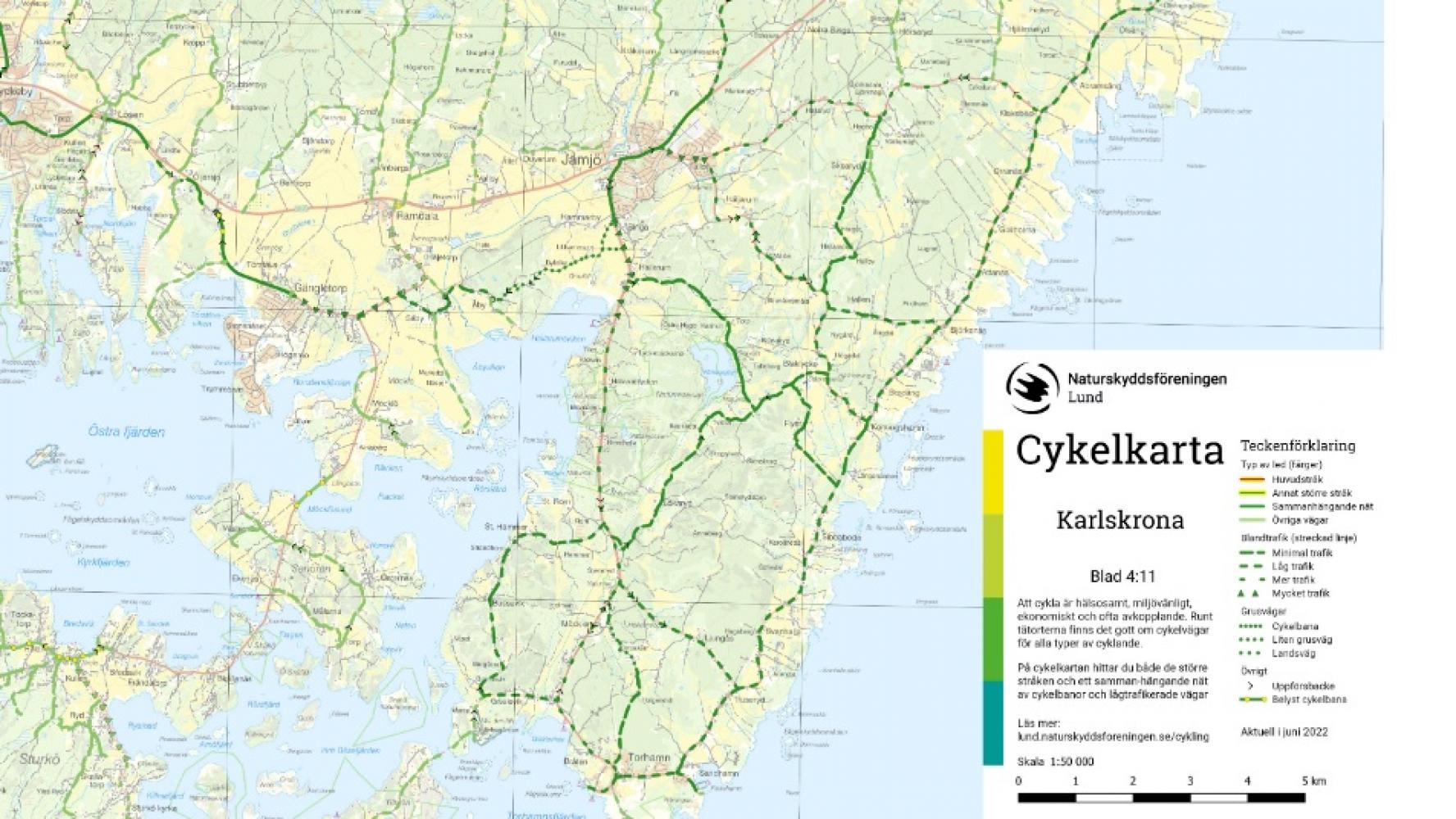 Förstasida till cykelkarta över Karlskrona.