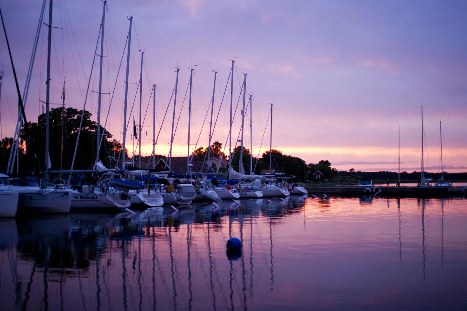 Kristianopels hamn i solnedgång