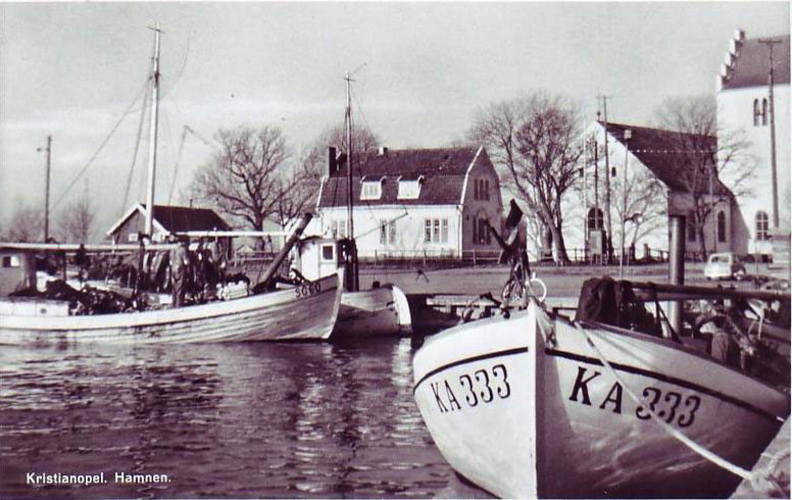 Historisk bild över Kristianopels hamn