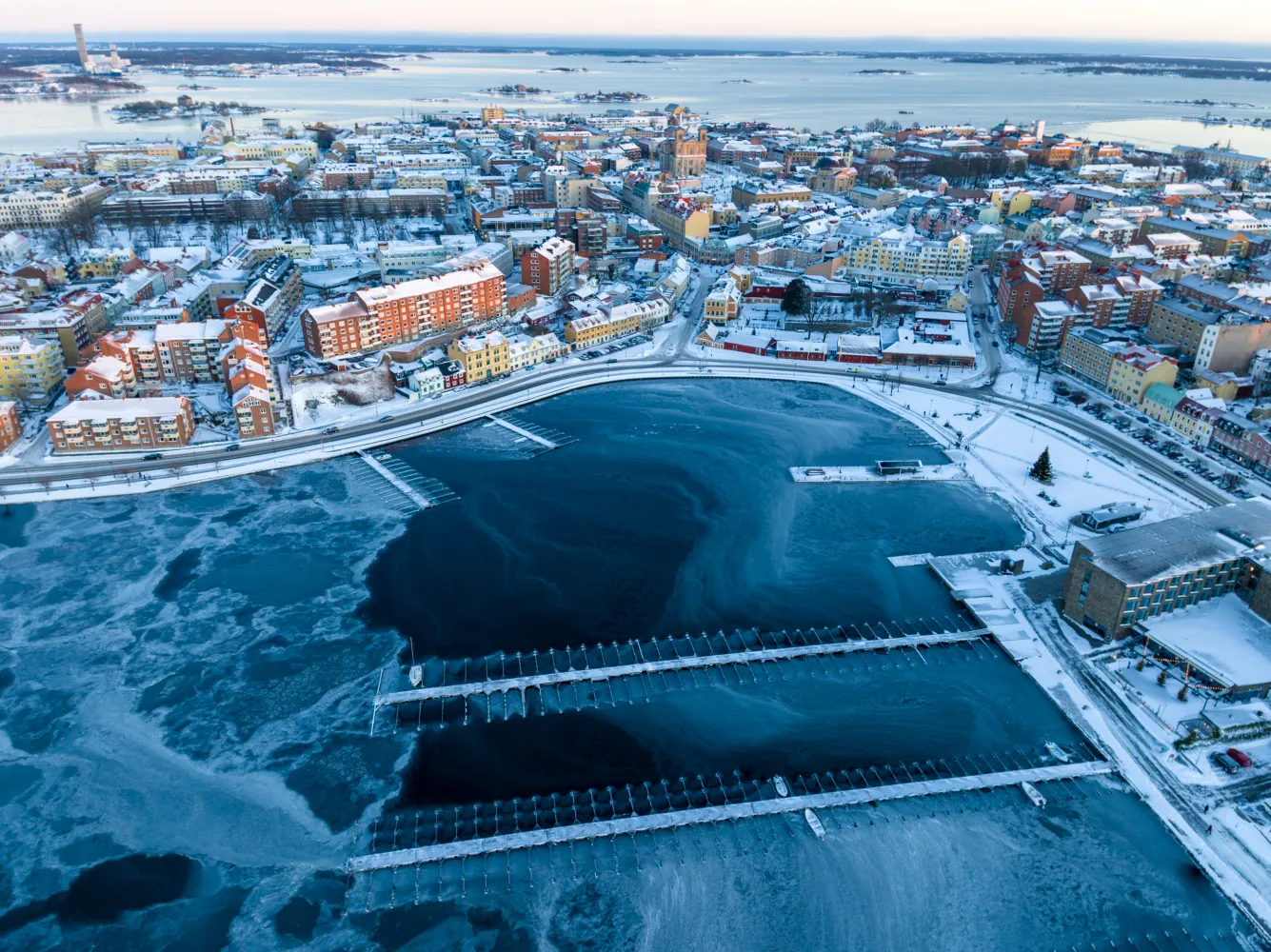 Borgmästarefjärden i Karlskrona i vinterskrud