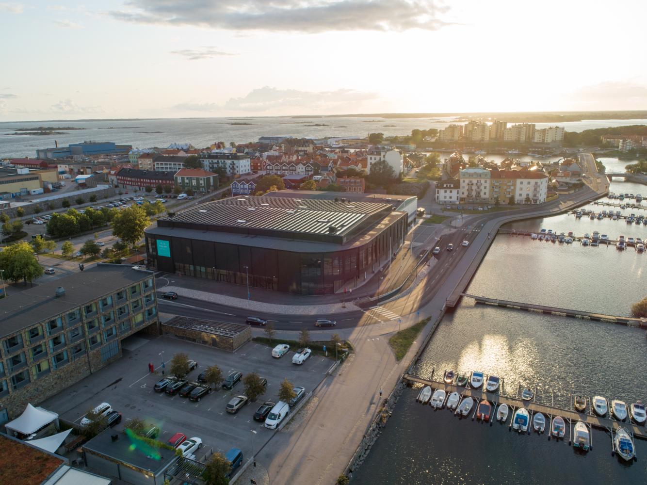Flygbild av Brinova Arena Karlskrona