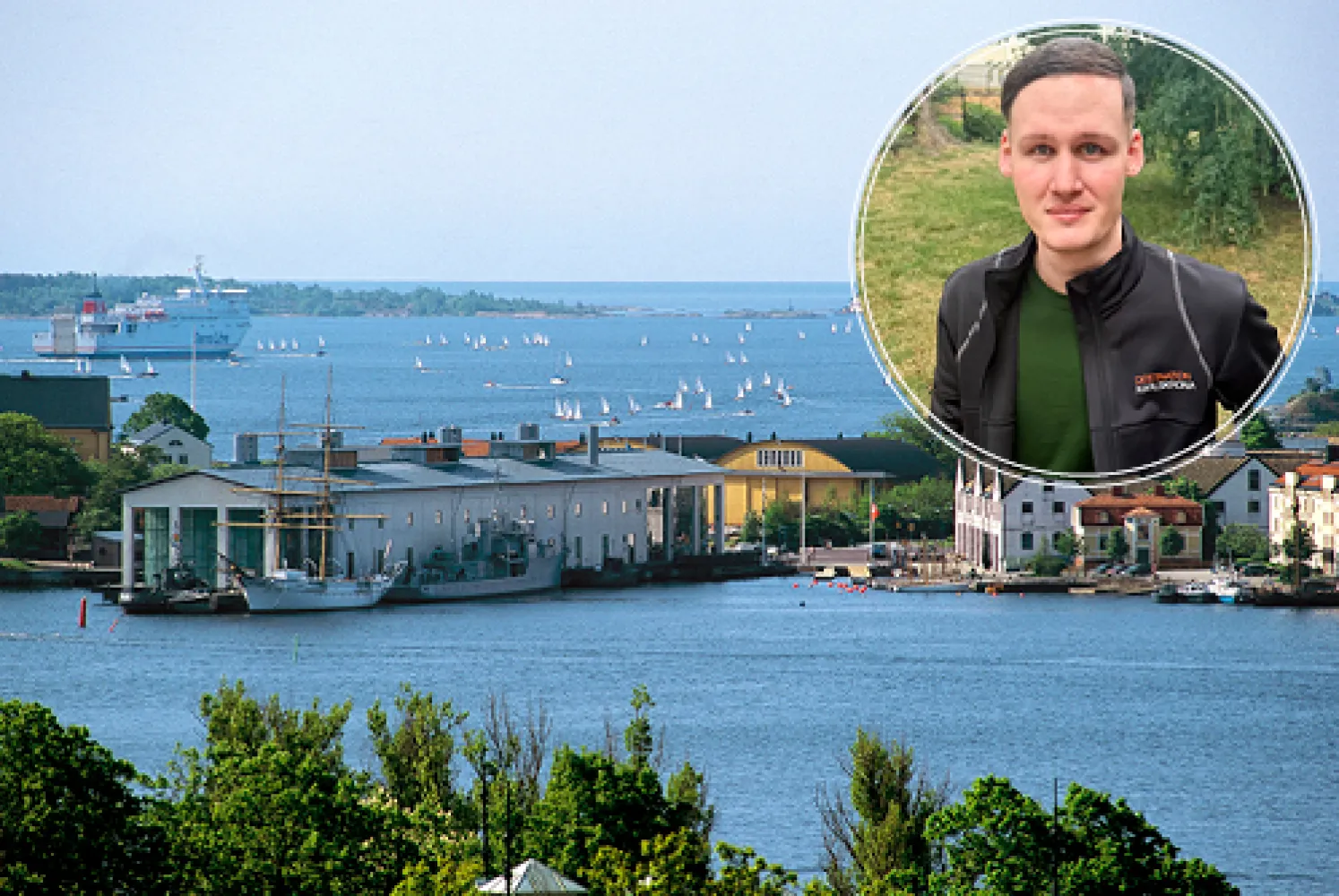 Bryggareberget med infällt foto av sommarjobbare