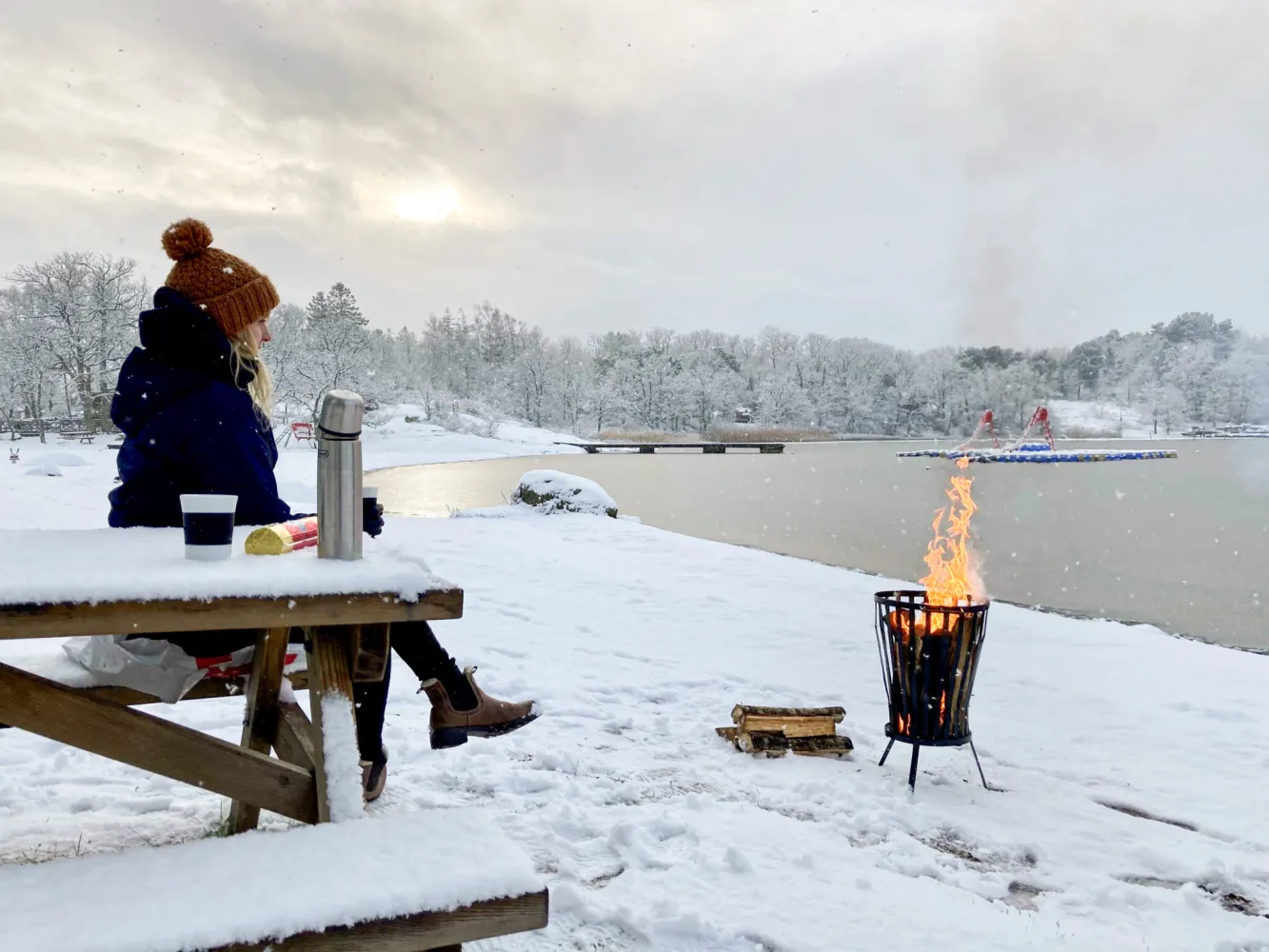 Dragsö Camping vinter vid stranden
