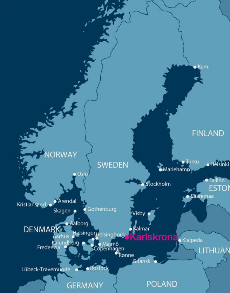 Karta över östersjöländerna