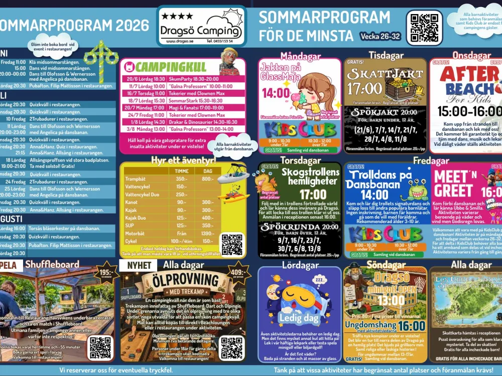 Dragsö Camping Sommarprogram 2026