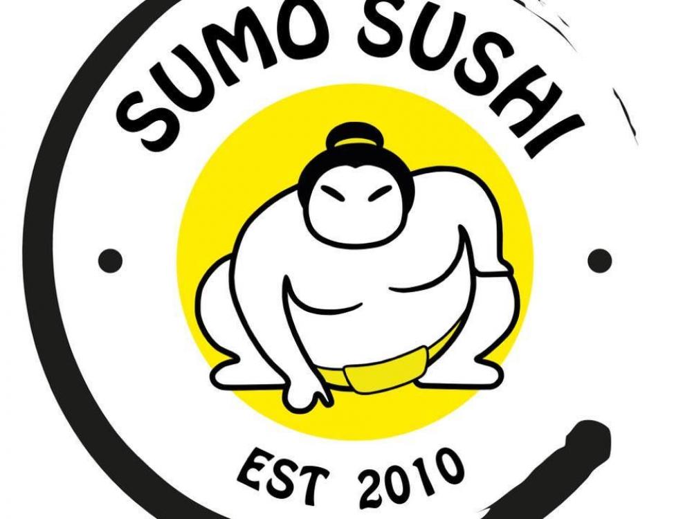 Sumo sushi logga med en sumobrottare